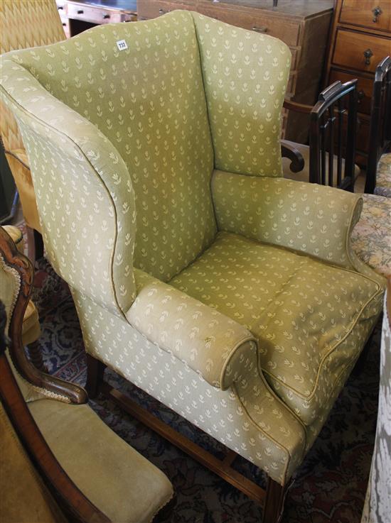 George III style mahogany wing chair